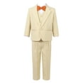 thumbnail image 2 of TTAO 5Pcs Kids Boys Wedding Party Gentleman Suit Formal Blazer with Shirt Bowtie Vest Pants Tuxedo Khaki 9-12M, 2 of 7
