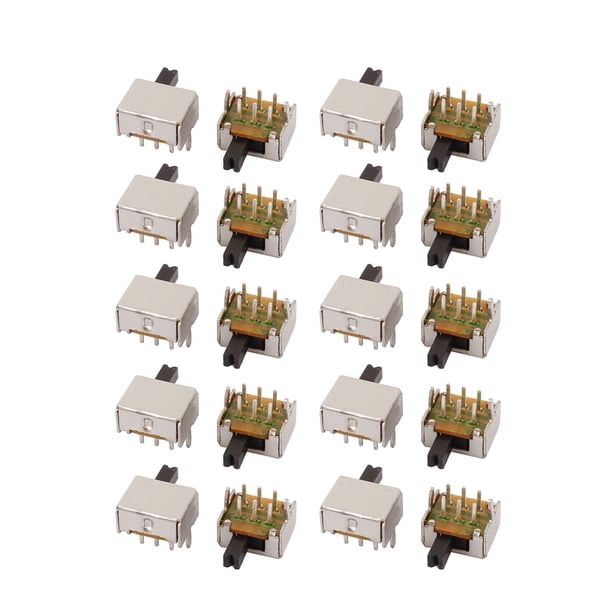 20Pcs 2 Posición Ángulo Vertical 6P DPDT Micro Interruptor Deslizante de Latch