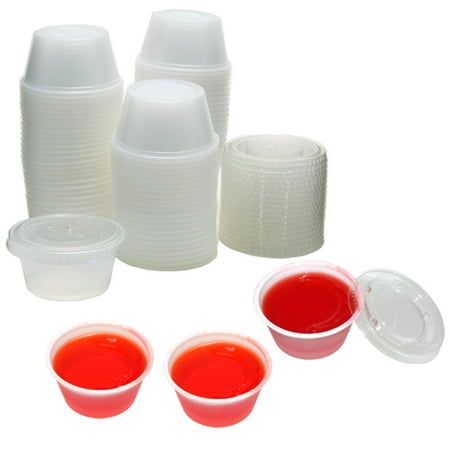 2 oz Plastic Jello Shot Cups with Lids - 125ct