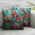 thumbnail image 3 of Shangniulu Teal and Orange Orchid Seasons Pillow Cover,Square Waist Cushion,Perfect Square Backrest for Every Home, 3 of 5