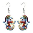 thumbnail image 2 of SHENGXINY 2PCS Christmas Ornaments,Cute Snowman Christmas Earrings with Colorful Light,Lightweight Holiday Jewelry Decorations, Gifts for Women Multicolor 1.18x0.11in, 2 of 6