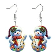 2 Pcs Snowman Christmas Earrings with Colorful Lights - Festive Holiday Jewelry for Winter Parties - Lightweight Acrylic Earrings - Cute Snowman Design - Perfect Gift for Adults