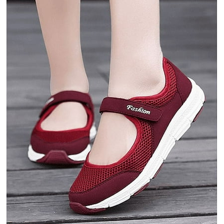 

2024 Latest Hot Women s Casual Shoes Summer Velcro Sneakers Vintage Lightweight Mesh Breathable Flat Heel Walking Sport Shoes Soft Sole Slip On Loafers