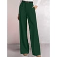 thumbnail image 5 of Womens Wide Leg Dress Pants Business Casual Flowy Work Palazzo Pants High Waisted Slacks Trousers Dark Green XXL, 5 of 7