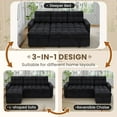 thumbnail image 4 of Muumblus Convertible Sofa Bed, Sectional Sleeper Sofa with Storage Chaise, L-Shaped Couch for Living Room, Black Chenille, 4 of 13