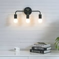thumbnail image 2 of 3-Light Black & Gold Wall Sconce - Modern Minimalist Bathroom Vanity Hallway Lighting Industrial Exposed Bulb Wall Lamp Fixture, 2 of 4