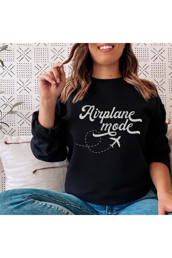 Airplane Mode Sweatshirt, Flight Sweater, Gift For Traveler, Vacation Mode Shirt, Pilot Sweatshirt, Comfy Airport Apparel, Airplane Crewneck Trendy Sweatshirt, Birthday Gift