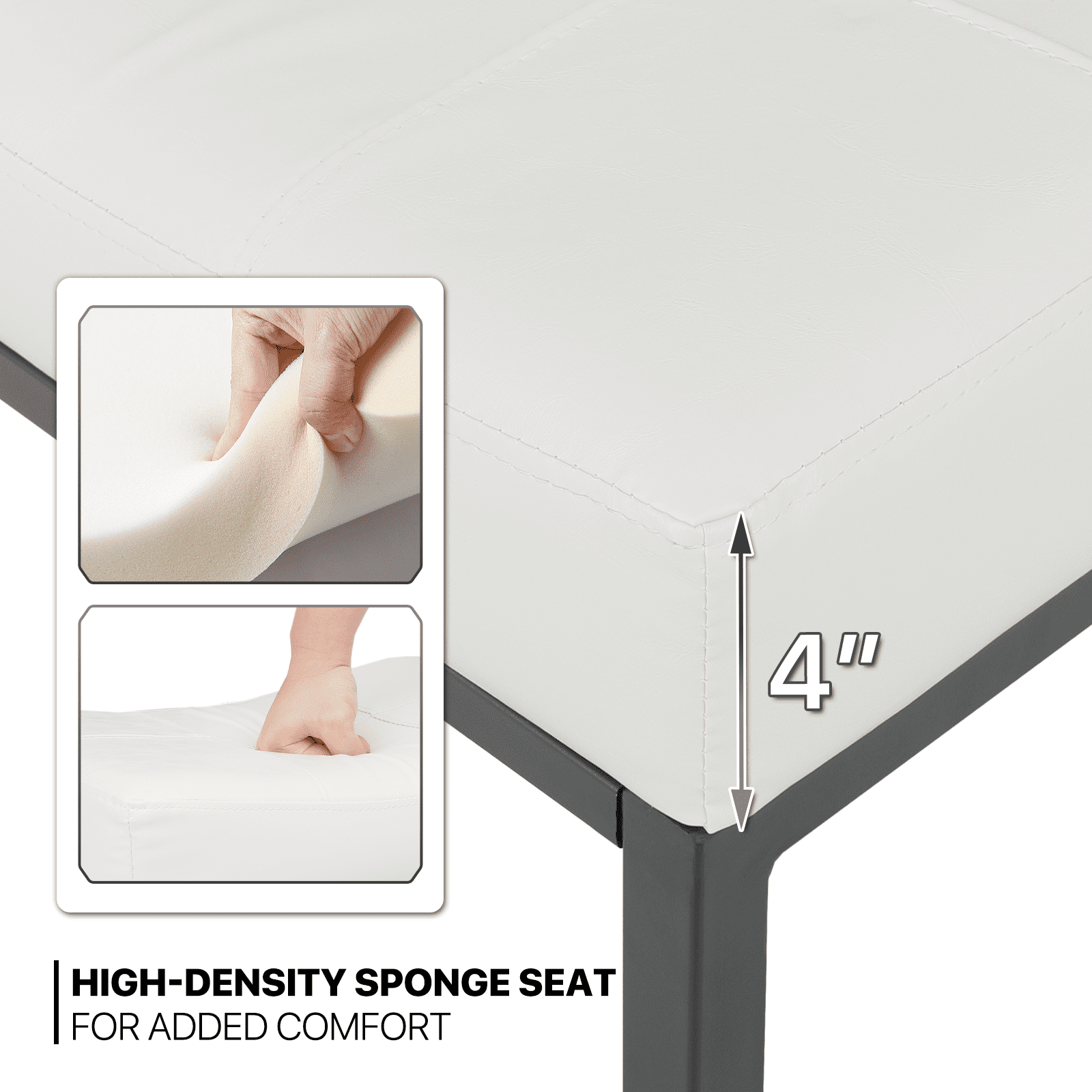MoNiBloom 31.5" Backless Counter Bar Stool Set of 2, PU Leather Upholstered Saddle Seat Barstools for Kitchen Island, Metal Frame, White