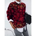 thumbnail image 1 of Hermoso jersey de invierno, suéter con estampado en contraste de copo de nieve de Navidad bonito y moderno, suéter de visón con cuello alto pequeño, 1 of 5