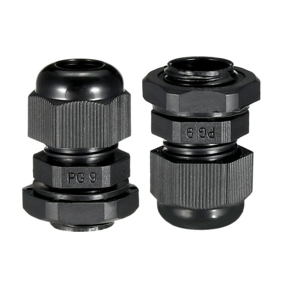 21Pcs PG9 Cable Gland Waterproof Plastic Wire Glands Joints Black for 4-8mm Dia