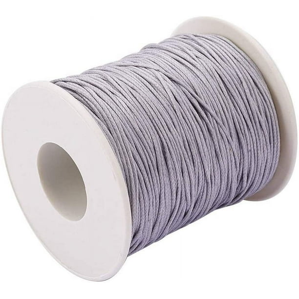 100 yardas de cordón encerado de algodón, hilo de algodón encerado de 1 mm, cordón para bisutería, pulseras, macramé, manualidades y bricolaje en cuero - Gris