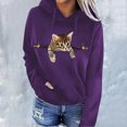 thumbnail image 2 of Mujeres Casual Gato Impreso Pullover Manga Larga Con Capucha Bolsillo Blusa Sudaderas Con Capucha Tops Sudaderas Fridja  hkj5344, 2 of 5