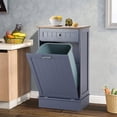 thumbnail image 2 of Tilt Out Trash Bin Cabinet Dog Proof Trash Can Holder Kitchen Island Without Garbage Bin or Tilt Out Laundry Hamper (Gray-Blue), 2 of 16