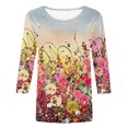 thumbnail image 4 of Pntutb Grande Taille Liquidation! T-Shirt Imprimé pour Femme Blouse à Manches 3/4 Col Rond Hauts Décontractés, 4 of 5