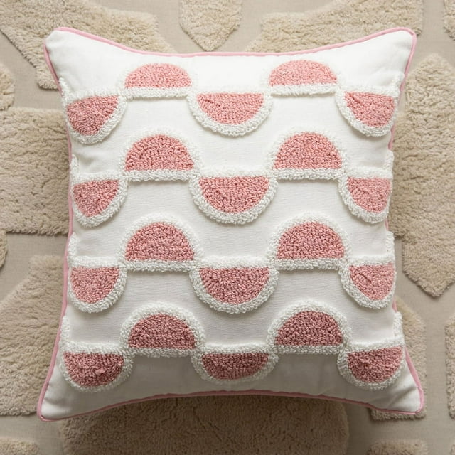 Nvzi Funda de almohada bordada estilo granja con diseño de borlas étnicas bohemias, cojín grueso para sofá, mesita de noche, oficina, con mechones de 17 x 17 pulgadas (05)