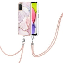 Allytech Galaxy A03S Case, Marble Serious TPU Shockproof Detachable Lanyard Heavy Duty Protection Shock-Absorbing Ultra Thin Lightweight Case Cover for Samsung Galaxy A03S, Pink