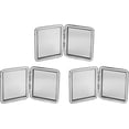 thumbnail image 3 of Stephanie Imports Set of 3 Vertical Bar Pattern Double Sided Magnifying Compact Mirrors (Gold & Silver), 3 of 3