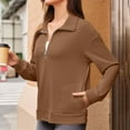 thumbnail image 5 of YODETEY No Boundaries Womens Sweatshirt, Half Zip Up Pullover Oversized Sweatshirts, Long Sleeve Drop Shoulder Fleece Workout Pullover Solid Sweatshirt,Brown,Women's Plus XL, 5 of 9