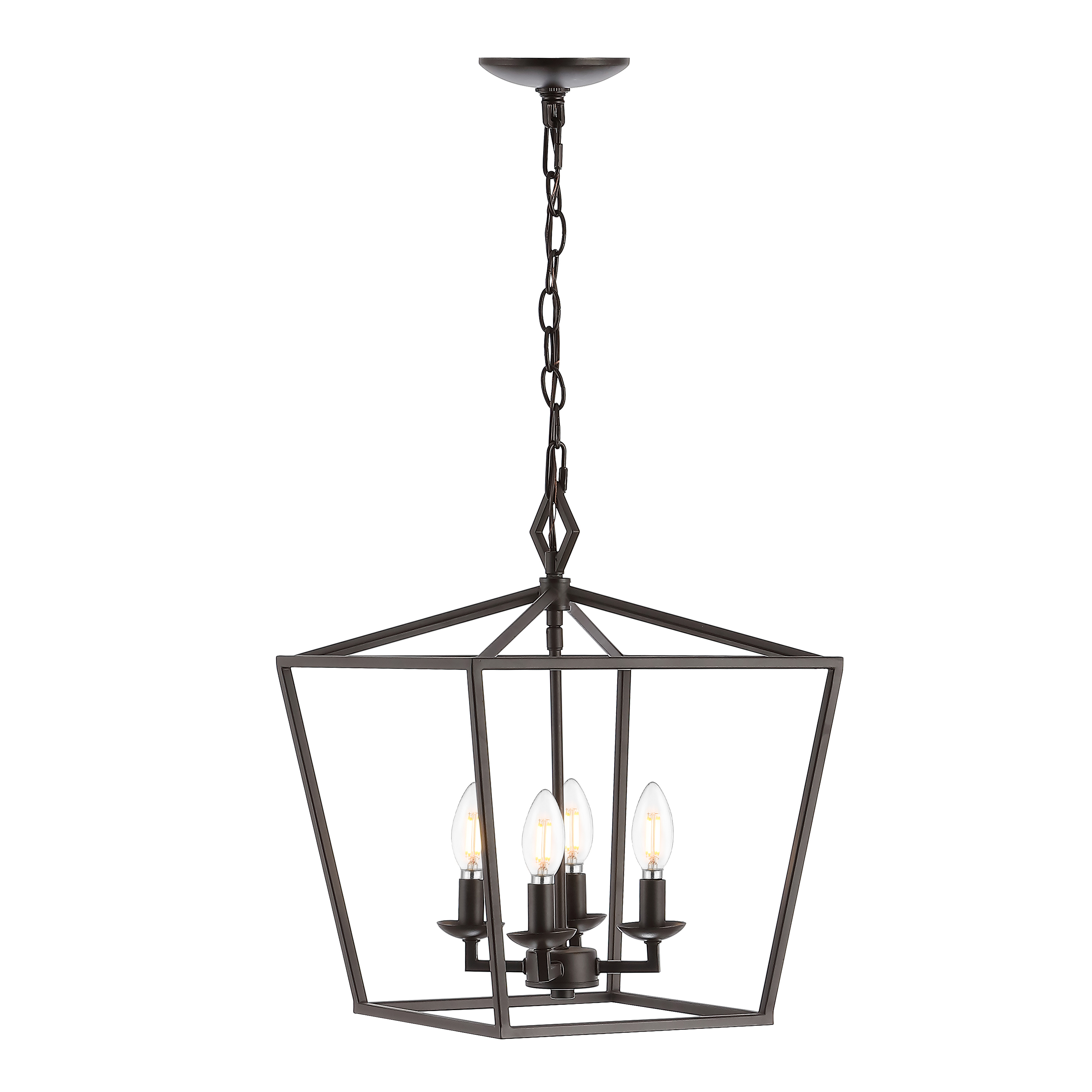 SAFAVIEH Rosalen 4 Light Industrial Pendant, Bronze Black