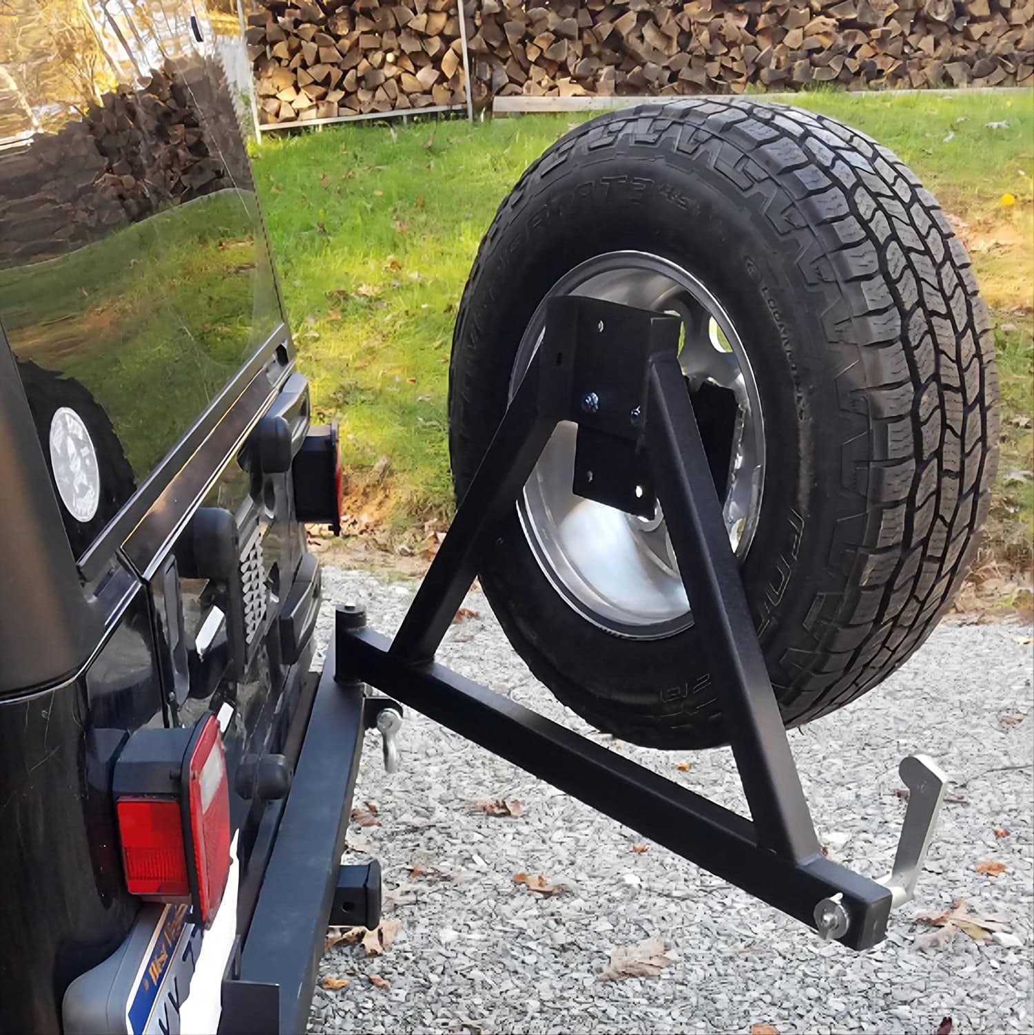 KOJEM Rear Bumper, Fit for 1987-2006 Jeep Wrangler TJ YJ LJ, Off-Road W/Tire Carrier&D-Rings
