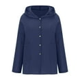 thumbnail image 4 of UPPADA Women's Linen Hoodies Lightweight Solid Shirts Flowy Cute Hoodie Long Sleeve Botton Up Cardigans Long Sleeve Shirts Womens Pullover Hoodies Navy,S, 4 of 8