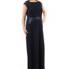 Betsy & Adam Womens Plus Gown Sequin Draped Dress