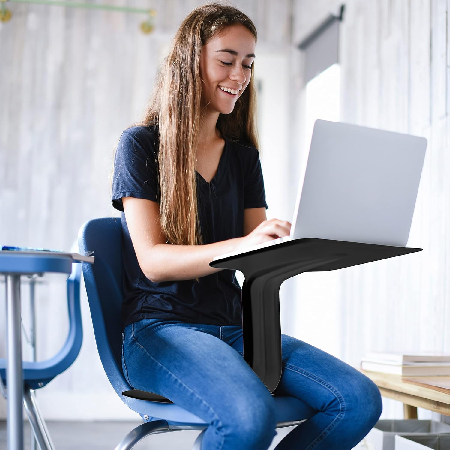 The Surf Portable Lap Desk, Flexible Seating, Black,24"D x 14.2"W x 11"H