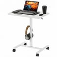 thumbnail image 1 of HOMCOM Bureau Debout Mobile Table au-Dessus du Lit avec Roues, Grain de Bois Blanc, 1 of 10