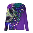 thumbnail image 4 of LYEAA Purple Shirts for Kids Crewneck Long Sleeve Pullover Tees Carnival Mask Print Blouses Mardi Gras Party Tops, 4 of 5