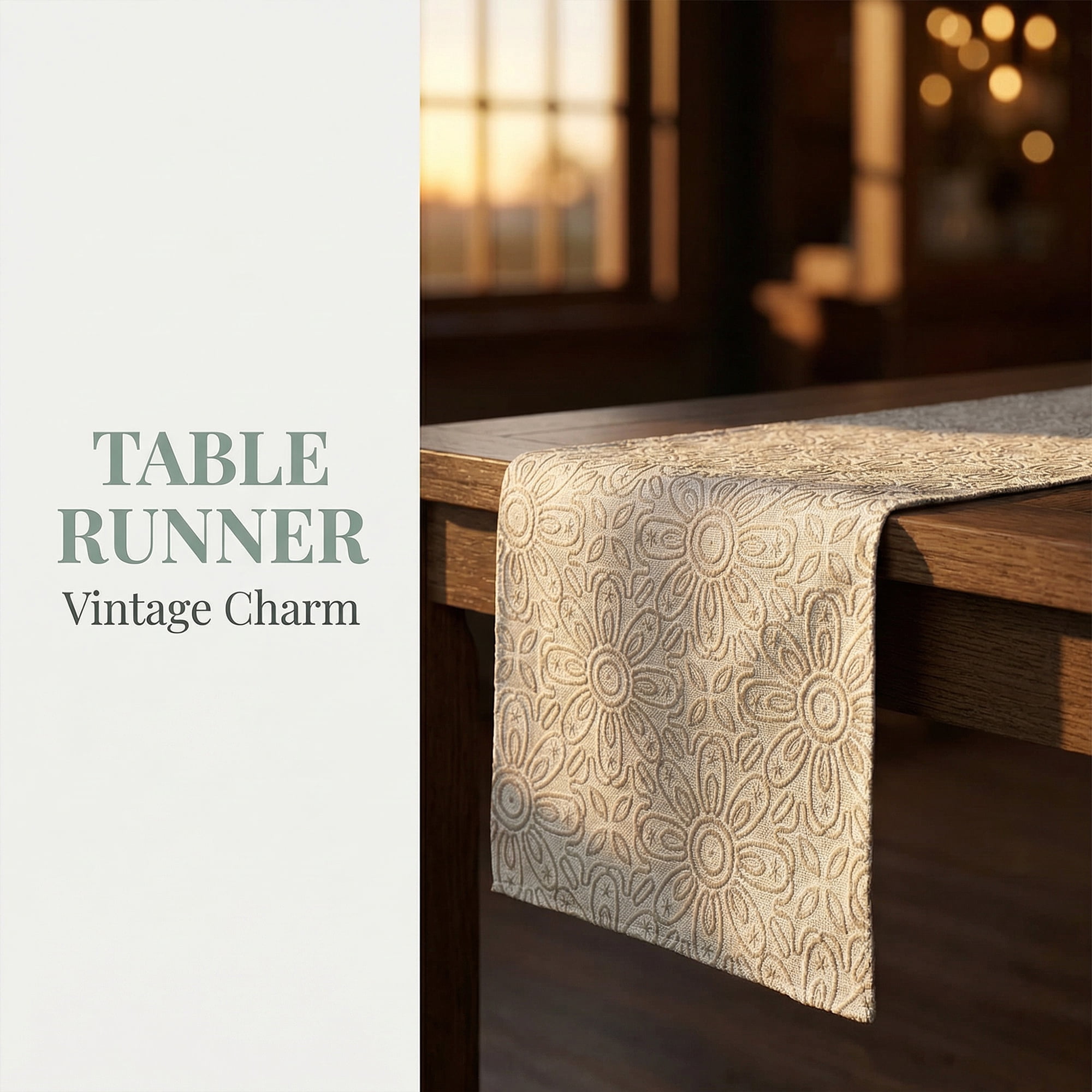 Unique Bargains Floral Elegant Polyester Kitchen Runner for Table Decor Gray 13.8"x70.9"