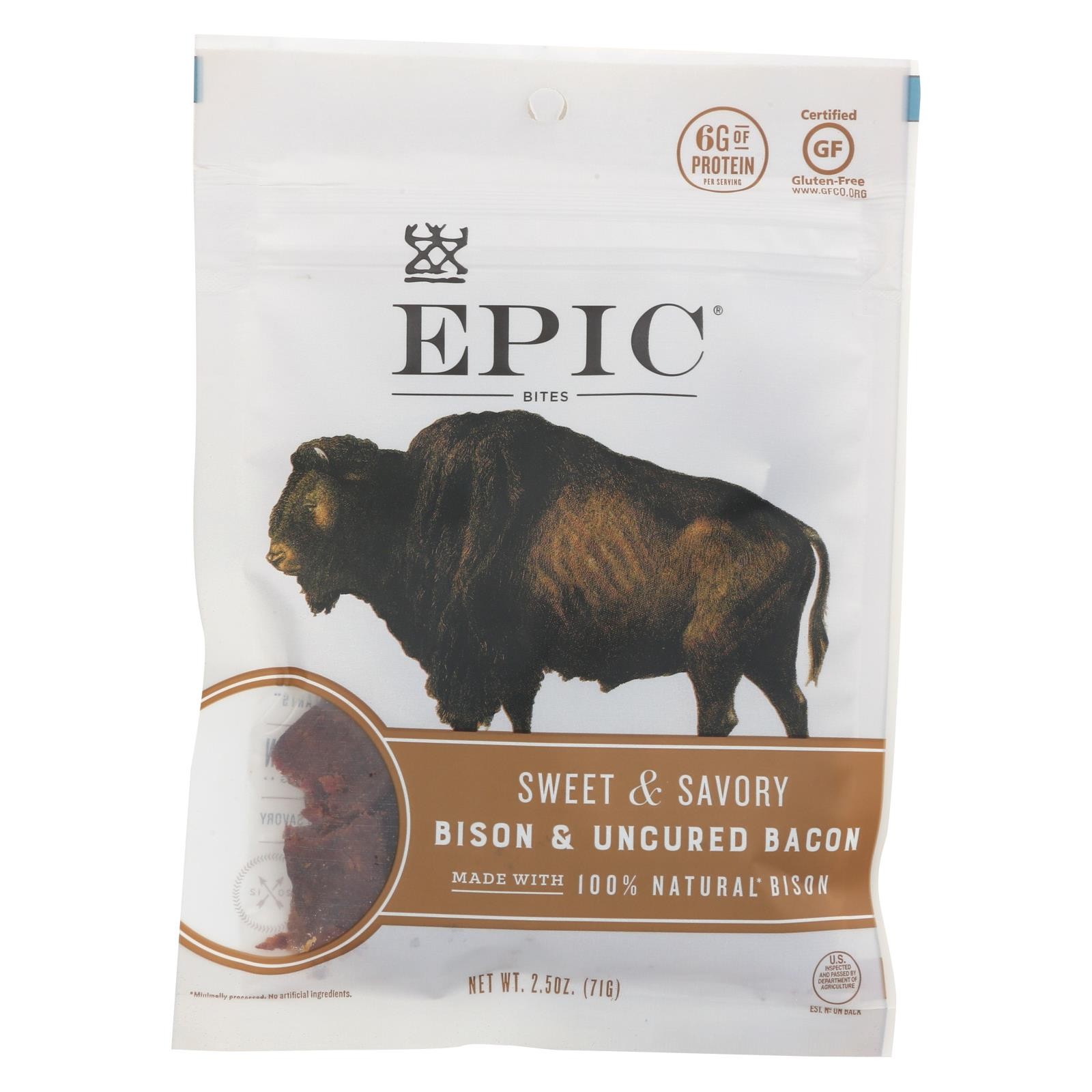 Epic Jerky Bites Bison Meat Case Of 8 2.5 Oz.