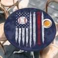 thumbnail image 2 of American Flag Round Tablecloth, Fitted Table Cover with Elastic for 45"-54" Round Tables, US Flag Baseball Stars Navy Blue Table Cloth Outdoor Indoor Dinning Party Waterproof Tablecloths, 2 of 7