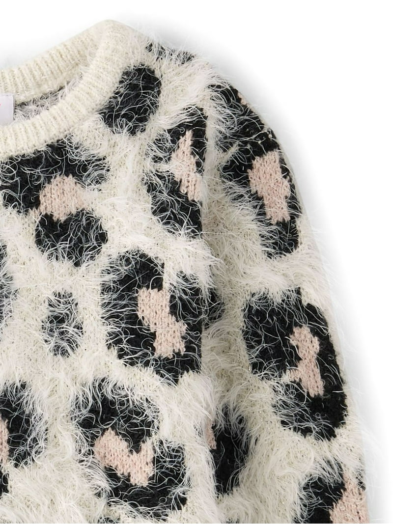 Animal Print Fuzzy Sweater For Kids ADORABLE LEOPARD PRINT FUZZY