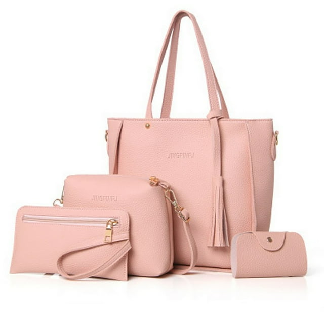 Coofit 4PCS Women Handbag Set Fashion Solid Color Creative Shoulder Bag Clutch Bag