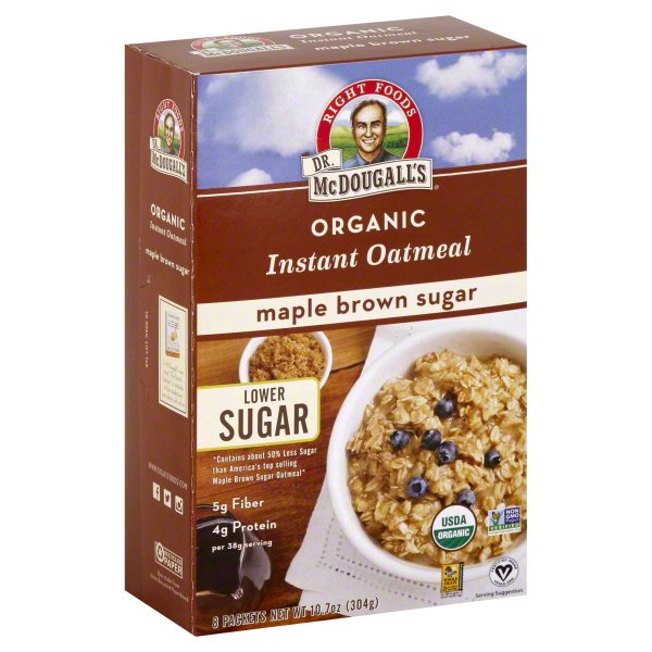 Dr. McDougall's Right Foods Organic Instant Oatmeal, Light Maple Brown
