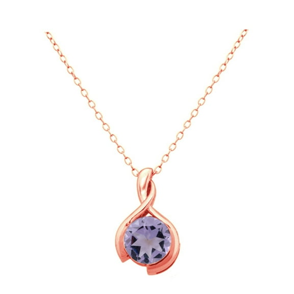 Rose Gold Plated Over Sterling Silver Amethyst Pendant