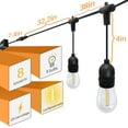 thumbnail image 3 of Patio Lights Outdoor String Lights Fmixtown 48FT 2700K Warm White Light 12V Safety Voltage, 15 E26 Hanging Sockets, Shatterproof S14 LED Bulbs,IP65 Waterproof for Outside Backyard Garden Camping Decor, 3 of 11