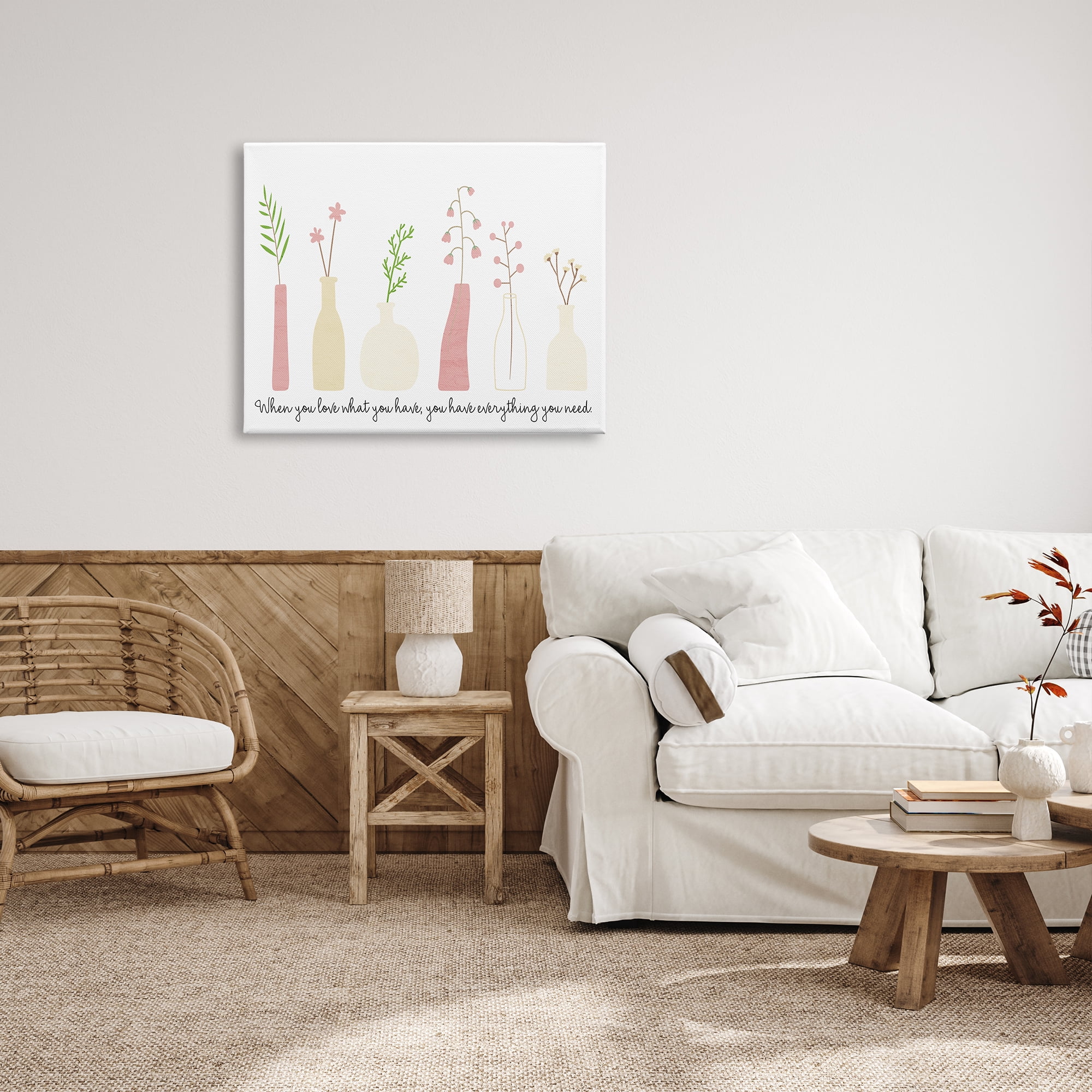 Stupell Industries Love What You Have Uplifting Quote Mixed Flowers Graphic Art Gallery Wrapped Canvas Print Wall Art, Design by Kim Allen