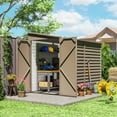 thumbnail image 2 of Outsunny 4.6' x 9' Metal Outdoor Storage Shed with Lockable Doors Brown, 2 of 10