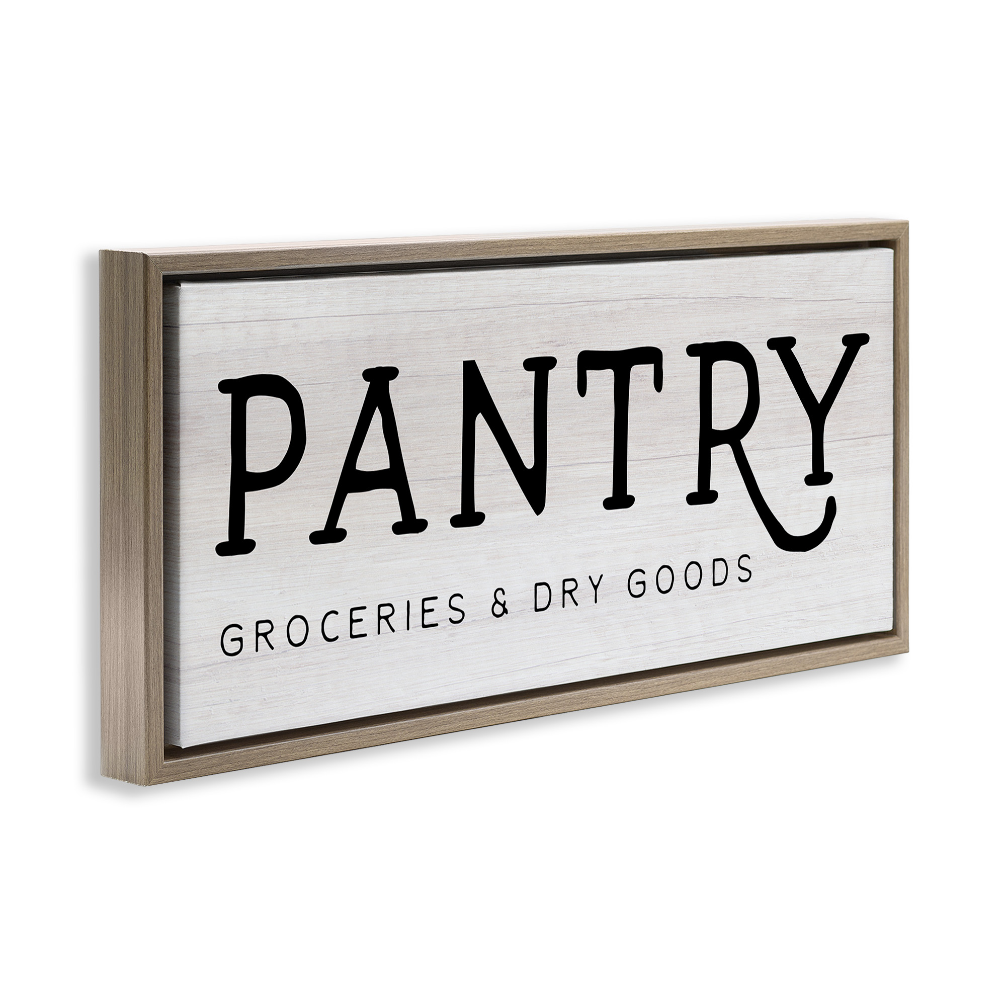 Stupell Industries Rustic Pantry Groceries Sign Typography Painting Brown Floater Framed Canvas Art Print Wall Art, 31 x 14