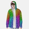 thumbnail image 4 of Goofa Colorful Glitter Printed Women's UPF 50+ Sun Protection Hoodie Jacket Lightweight Long Sleeve Sun Shirt for Women with Pocket Hiking Outdoor-X-Large, 4 of 9