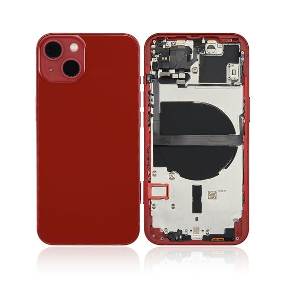 Replacement Back Housing W/ Small Components Pre-Installed Compatible For iPhone 13 (US Version) (No Logo) (Aftermarket Plus) (Red)