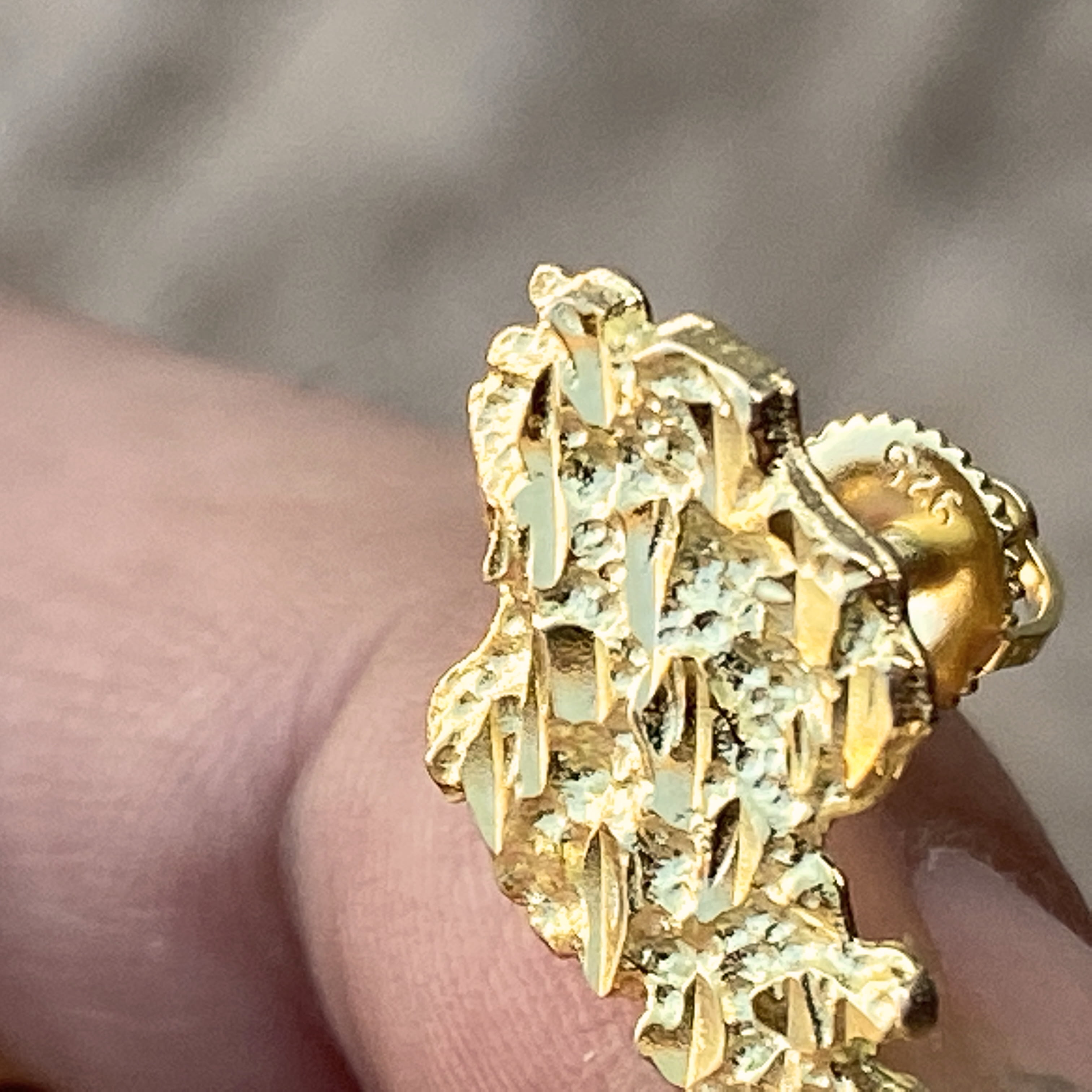 14k Gold Plated Nugget Earrings Real Solid 925 Sterling Silver Diamond Cut Screw Back 20MM
