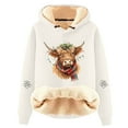 thumbnail image 2 of Fall Hoodie For Women Funny Cow Print Casual Loose Fit Comfort Christmas Sweatshirt Warm Soft Xmas Blouses Long Sleeve Y2K Outfits Fall Winter Pullover Loungewear Tops, 2 of 3