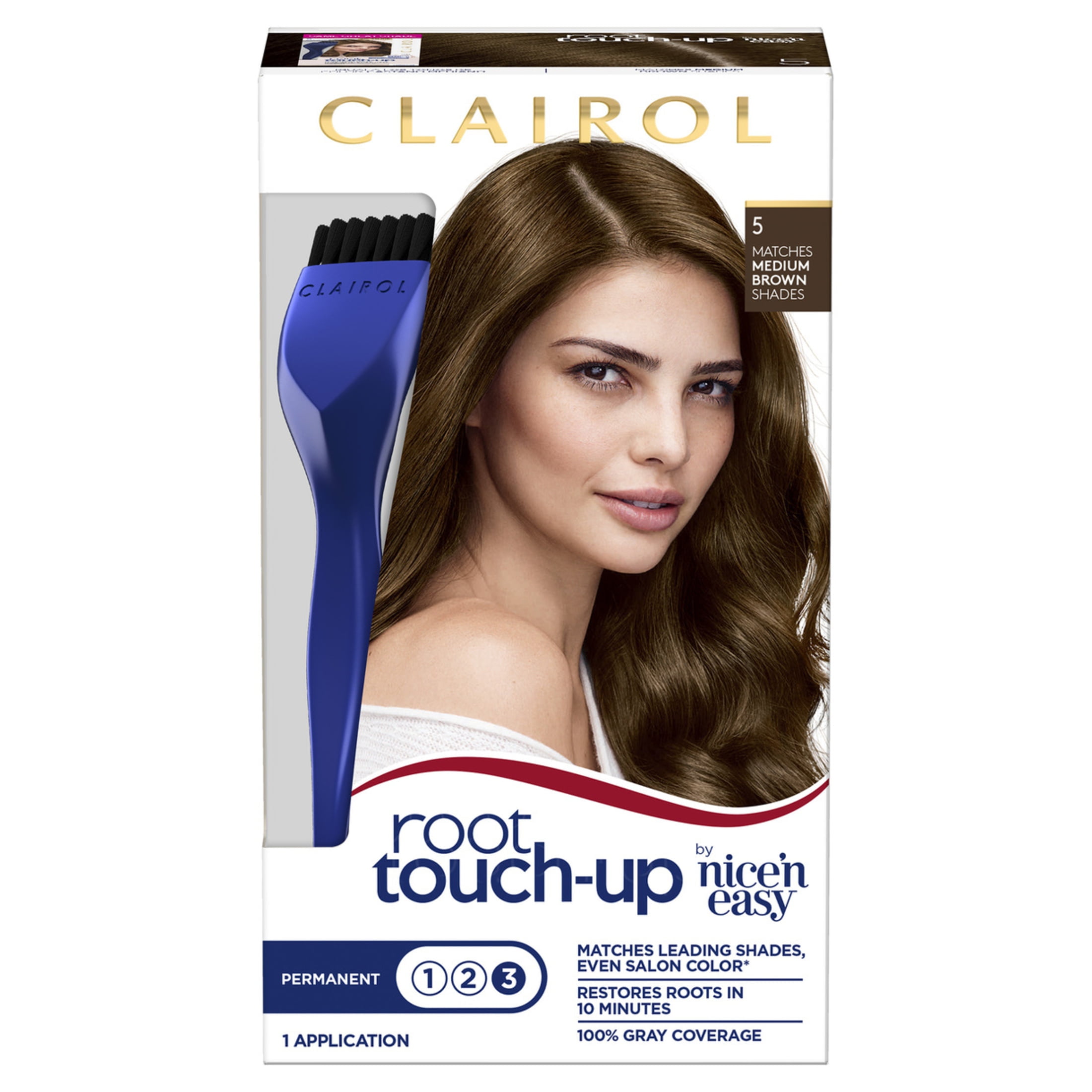 Clairol Root Touch-Up Permanent Hair Color Creme, 5 Medium Brown, 1 Application, Hair Dye