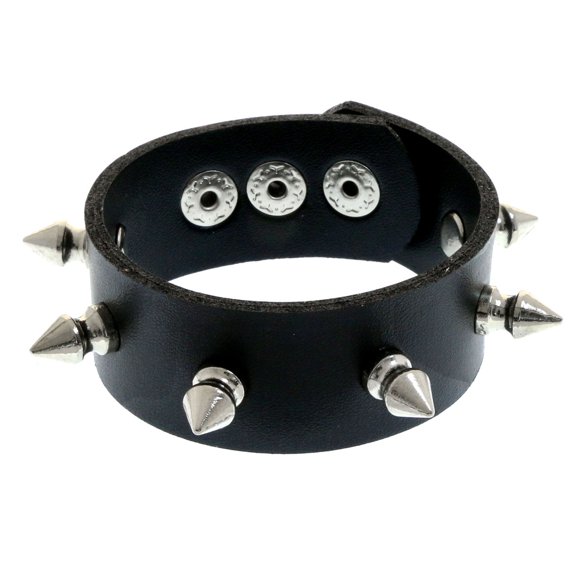 Mi Amore Spike-studded Cuff-Bracelet Black/Silver-Tone