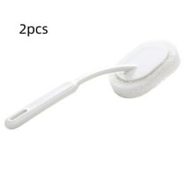 2-Pack Long Handle Scrub Brushes for Bathroom & Kitchen – Heavy Duty Sponge Cleaner for Tiles/Tubs/Showers, Non-Slip Ergonomic Grip, White Multi-Surface Safe Cleaning Tools