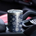 thumbnail image 4 of 30oz Dark Blue Christmas Snowflake Pattern Tumblers Stainless Steel Tumbler with Lid and Straw,Vacuum Insulated Double Wall Travel Tumbler Cups Mug with Cleaning Brush for Coffee,Tea, 4 of 7