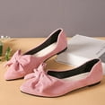 thumbnail image 2 of Pink Womens Flats Pointed Toe Bow Decoration Slip On Flocked Fabric Casual Shoes for Work Outdoor Indoor Size 5, 2 of 8