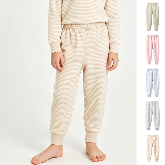 Loopsun Kids Boys Girls Leggings 0 to 8 Years Striped Elastic Fall Winter Home Casual Pants